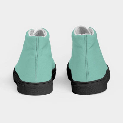 Lightened Muted Blue-Green Women's High-Top Canvas Sneakers (BG-MU-LG) - Back