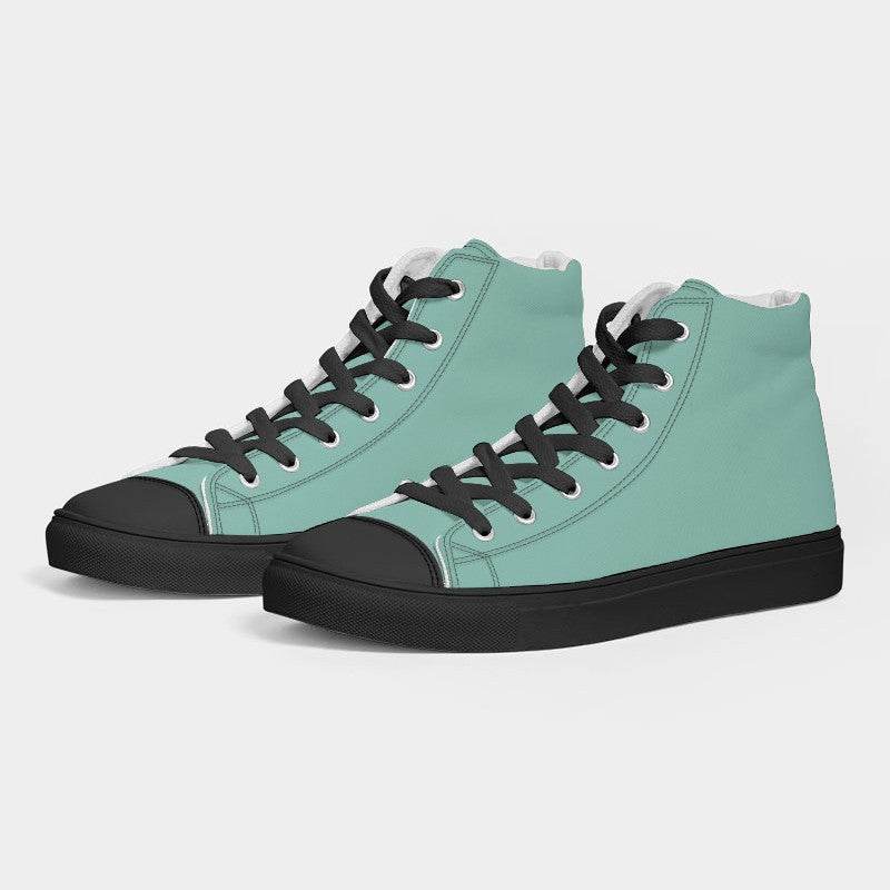Lightened Muted Blue-Green Women's High-Top Canvas Sneakers (BG-MU-LG) - Side 3