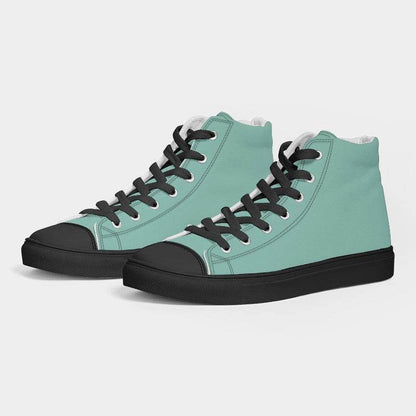 Lightened Muted Blue-Green Women's High-Top Canvas Sneakers (BG-MU-LG) - Side 3