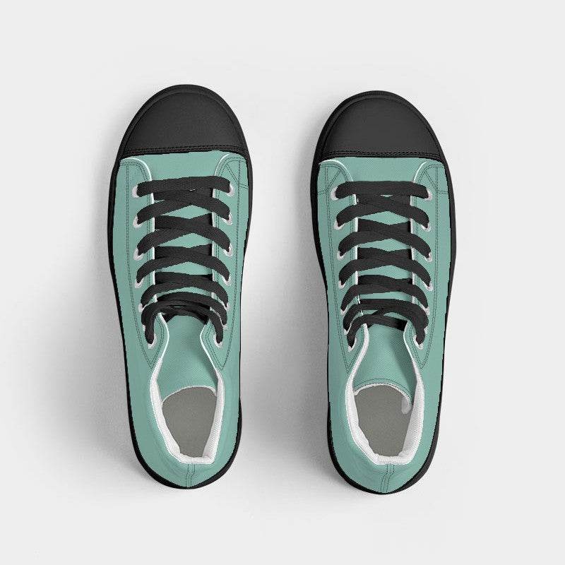 Lightened Muted Blue-Green Women's High-Top Canvas Sneakers (BG-MU-LG) - Top
