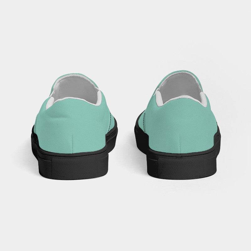 Lightened Muted Blue-Green Women's Slip-On Canvas Sneakers (BG-MU-LG) - Back