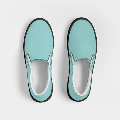 Lightened Muted Blue-Green Women's Slip-On Canvas Sneakers (CBG2-MU-LG) - Top