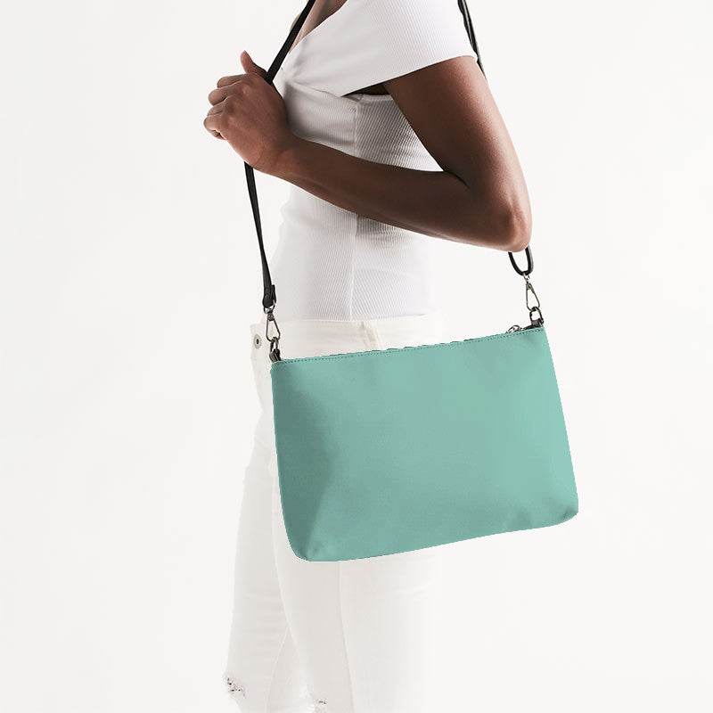 Lightened Muted Blue-Green Zip Pouch (BG-MU-LG) - Side CloseUp