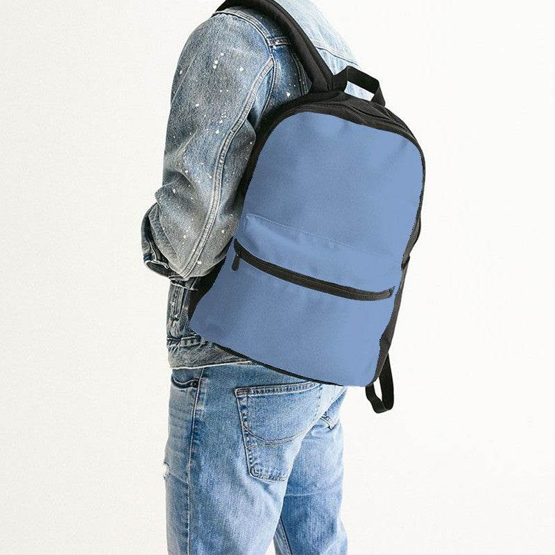 Lightened Muted Blue Canvas Backpack (IB2-MU-LG) - Man Back CloseUp