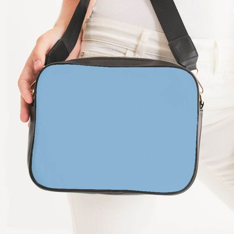 Lightened Muted Blue Crossbody Bag (B-MU-LG) - Woman Front CloseUp