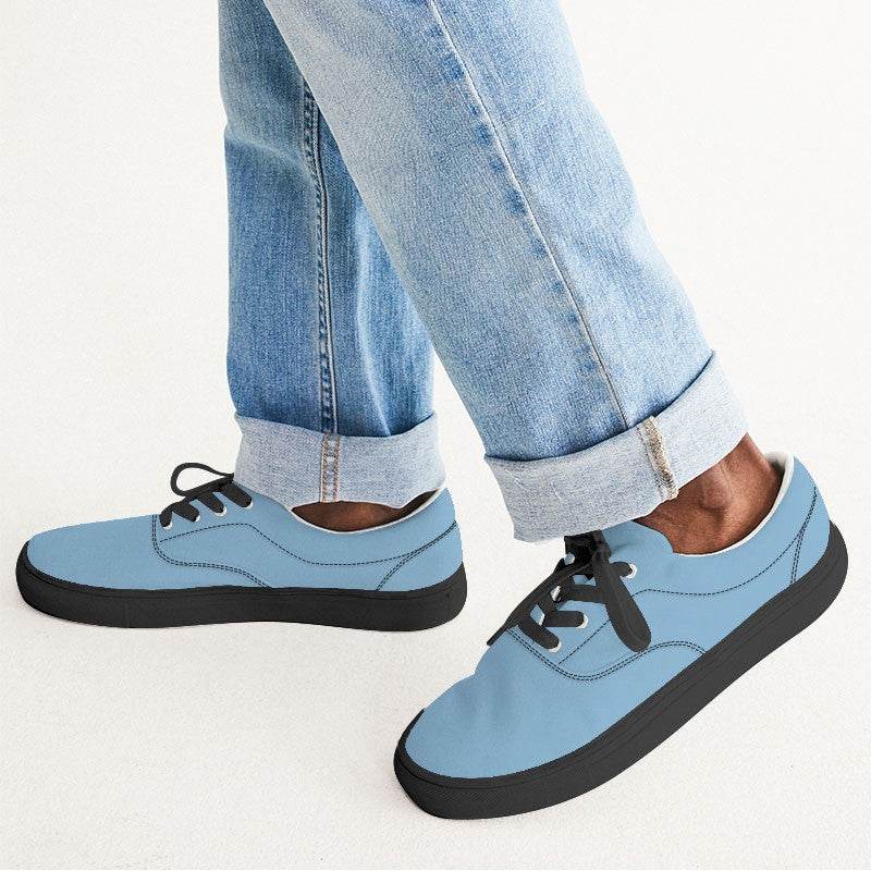 Lightened Muted Blue Men's Canvas Sneakers (B-MU-LG) - Man CloseUp