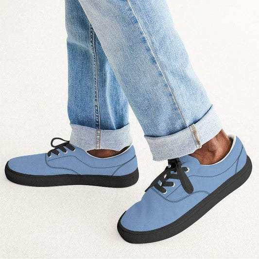 Lightened Muted Blue Men's Canvas Sneakers (IB2-MU-LG) - Man CloseUp