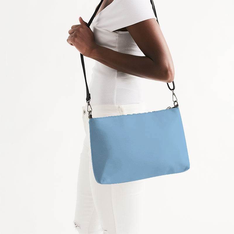 Lightened Muted Blue Zip Pouch (B-MU-LG) - Side CloseUp