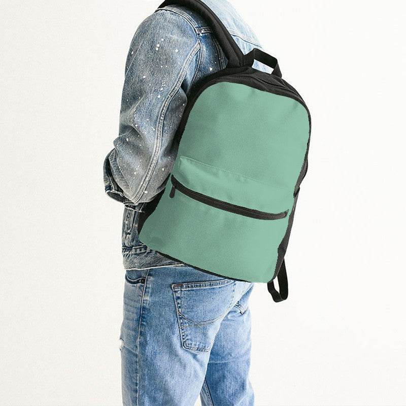 Lightened Muted Green Canvas Backpack (BGG2-MU-LG) - Man Back CloseUp