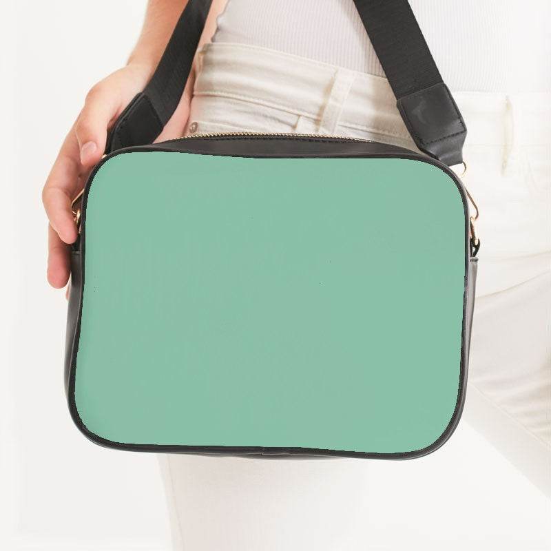 Lightened Muted Green Crossbody Bag (BGG2-MU-LG) - Woman Front CloseUp
