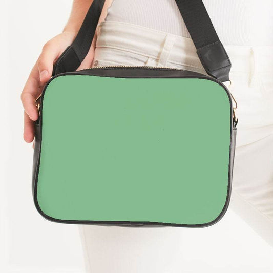 Lightened Muted Green Crossbody Bag (G-MU-LG) - Woman Front CloseUp