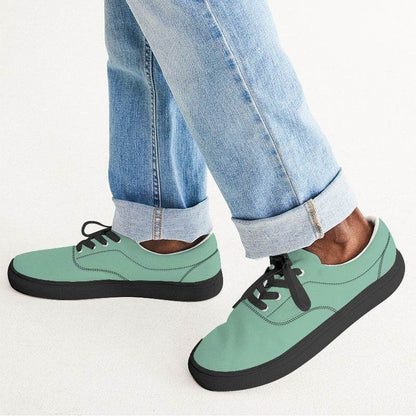 Lightened Muted Green Men's Canvas Sneakers (BGG2-MU-LG) - Man CloseUp