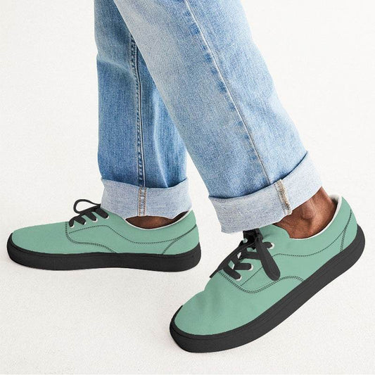 Lightened Muted Green Men's Canvas Sneakers (BGG2-MU-LG) - Man CloseUp