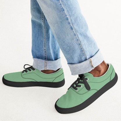 Lightened Muted Green Men's Canvas Sneakers (G-MU-LG) - Man CloseUp
