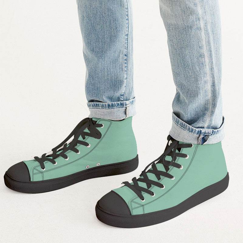 Lightened Muted Green Men's High-Top Canvas Sneakers (BGG2-MU-LG) - Man CloseUp
