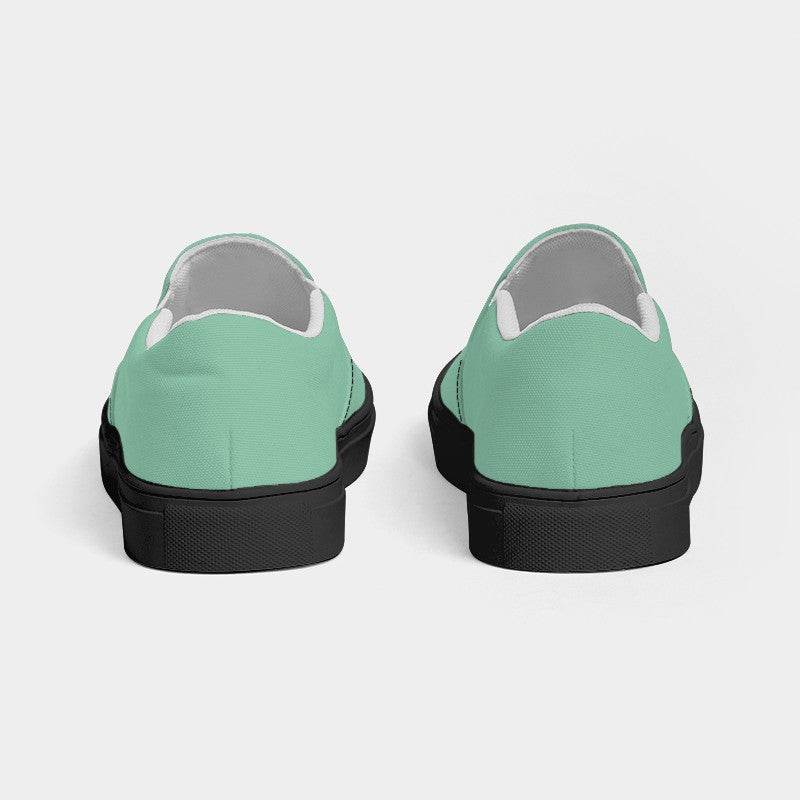Lightened Muted Green Men's Slip-On Canvas Sneakers (BGG2-MU-LG) - Back