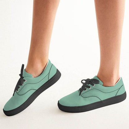 Lightened Muted Green Women's Canvas Sneakers (BGG2-MU-LG) - Woman CloseUp
