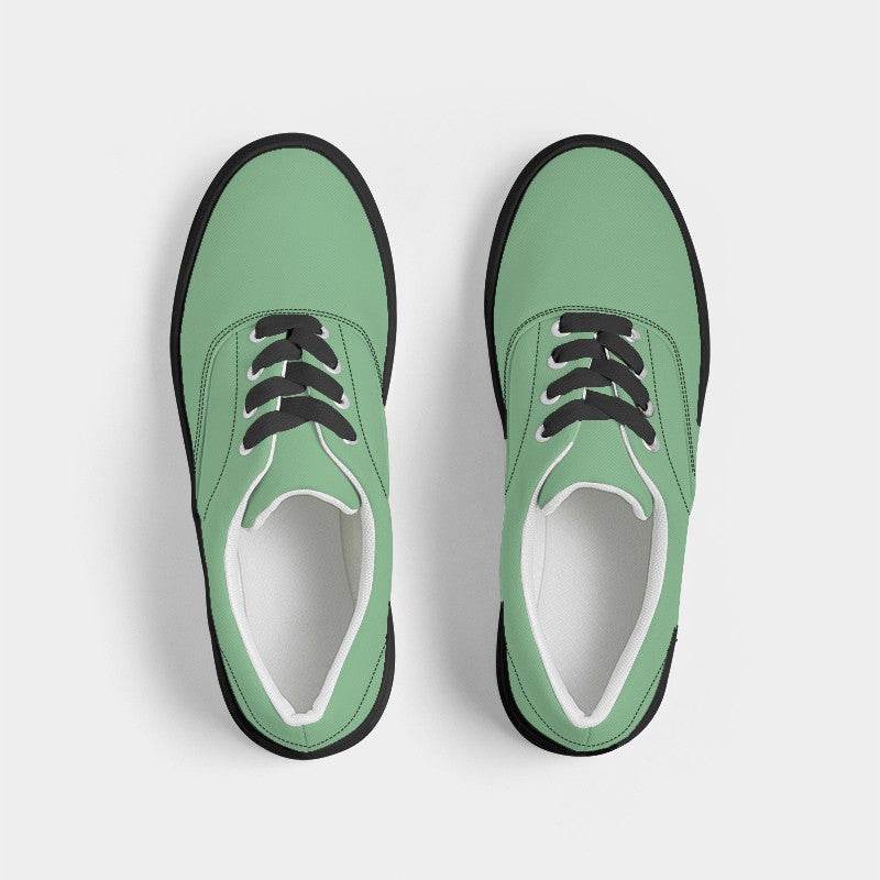 Lightened Muted Green Women's Canvas Sneakers (G-MU-LG) - Top