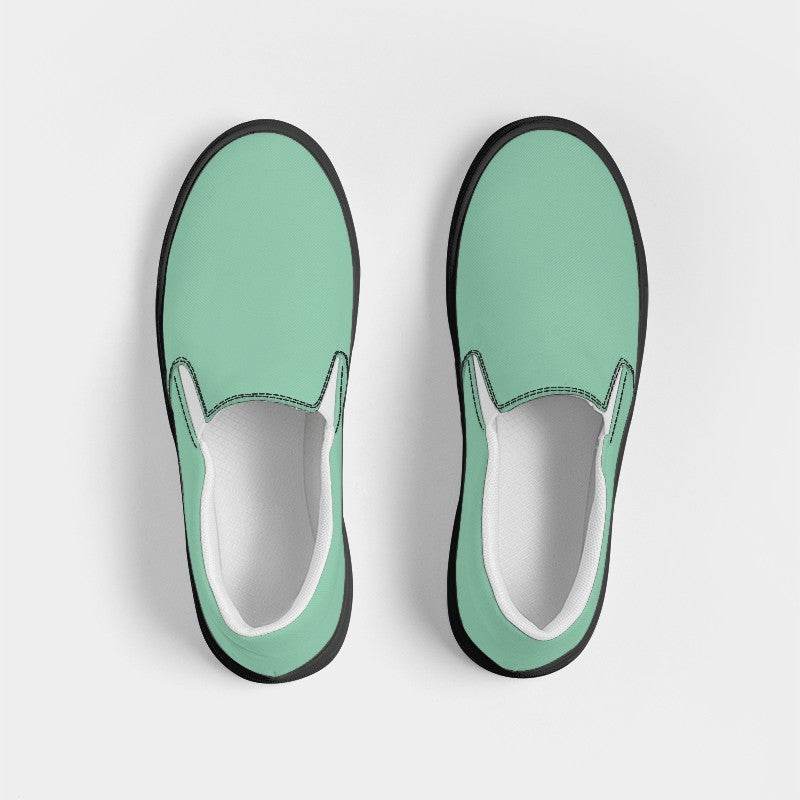 Lightened Muted Green Women's Slip-On Canvas Sneakers (BGG2-MU-LG) - Top