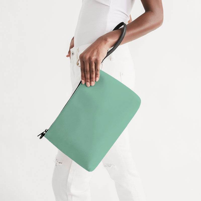 Lightened Muted Green Zip Pouch (BGG2-MU-LG) - Side Holding