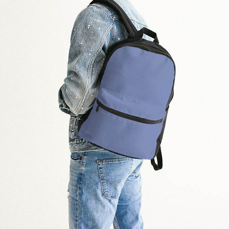 Lightened Muted Indigo Canvas Backpack (I-MU-LG) - Man Back CloseUp