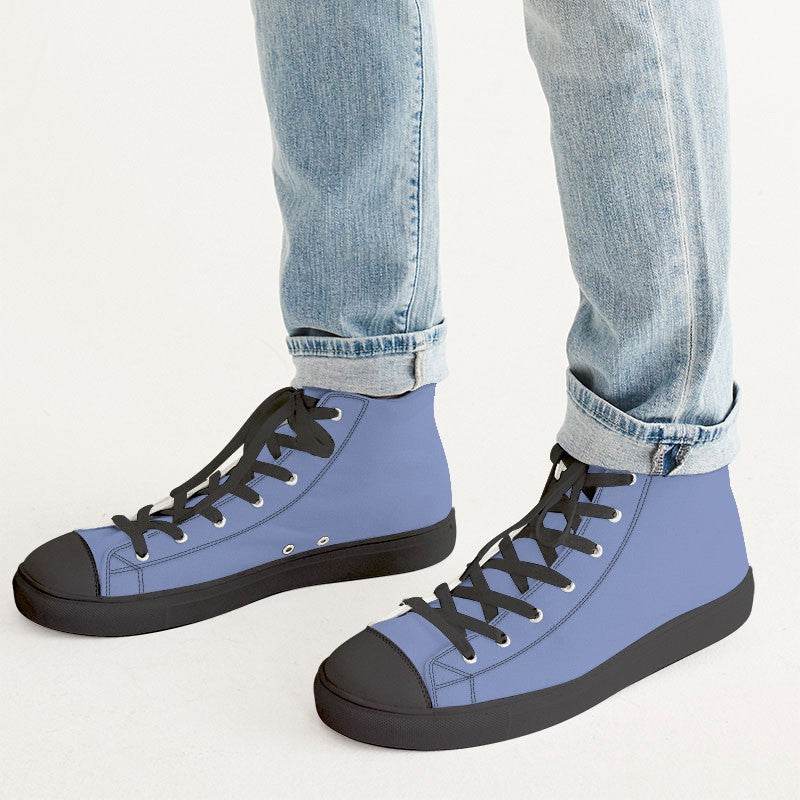 Lightened Muted Indigo Men's High-Top Canvas Sneakers (I-MU-LG) - Man CloseUp