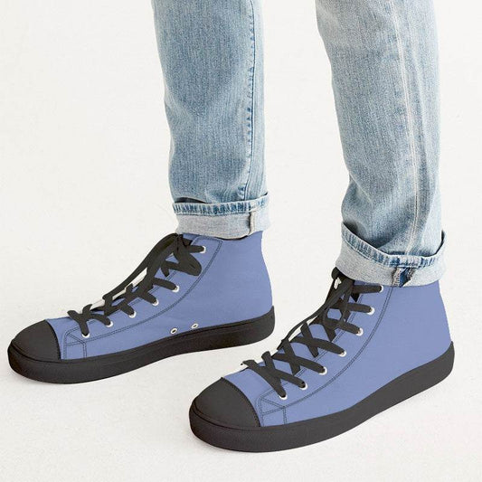 Lightened Muted Indigo Men's High-Top Canvas Sneakers (I-MU-LG) - Man CloseUp