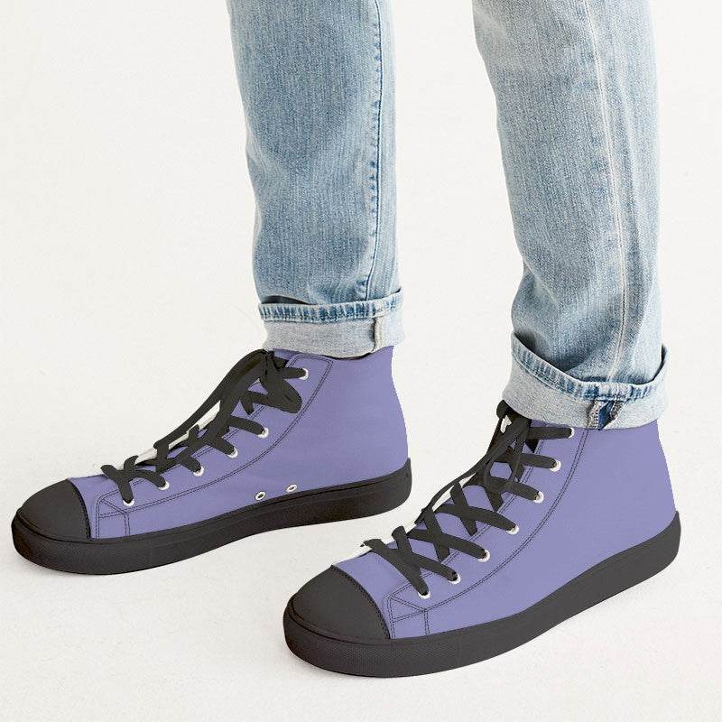 Lightened Muted Indigo Men's High-Top Canvas Sneakers (PUI2-MU-LG) - Man CloseUp