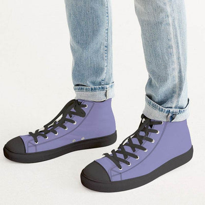 Lightened Muted Indigo Men's High-Top Canvas Sneakers (PUI2-MU-LG) - Man CloseUp