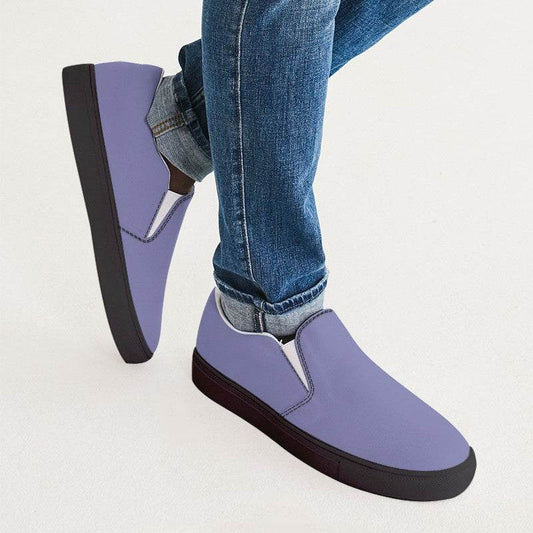Lightened Muted Indigo Men's Slip-On Canvas Sneakers (PUI2-MU-LG) - Man CloseUp
