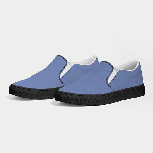 Lightened Muted Indigo Women's Slip-On Canvas Sneakers (I-MU-LG) - Side 3