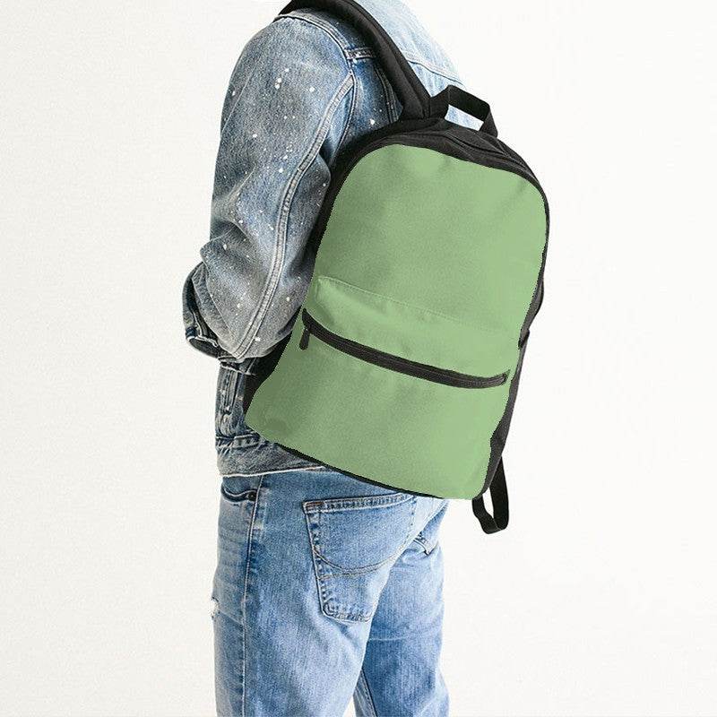 Lightened Muted Lime Canvas Backpack (GL2-MU-LG) - Man Back CloseUp