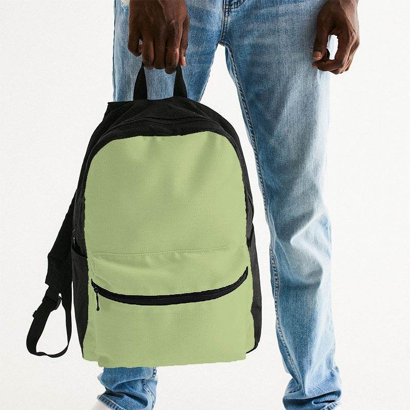 Lightened Muted Lime Canvas Backpack (L-MU-LG) - Man Holding