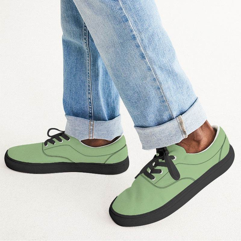Lightened Muted Lime Men's Canvas Sneakers (GL2-MU-LG) - Man CloseUp