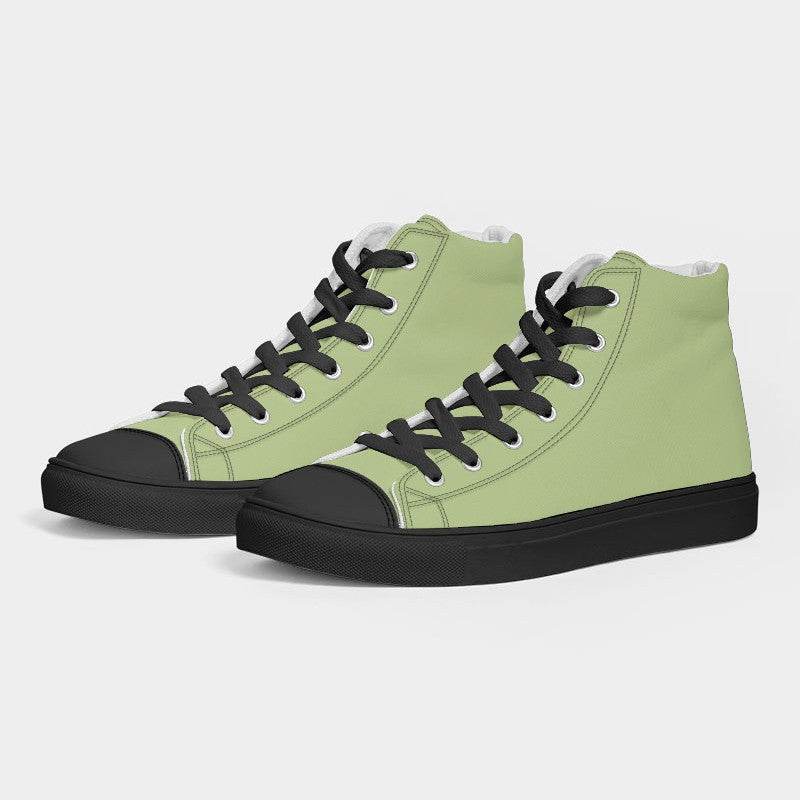 Lightened Muted Lime Men's High-Top Canvas Sneakers (L-MU-LG) - Side 3