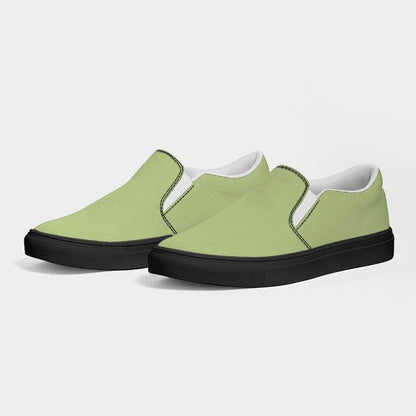 Lightened Muted Lime Men's Slip-On Canvas Sneakers (L-MU-LG) - Side 3