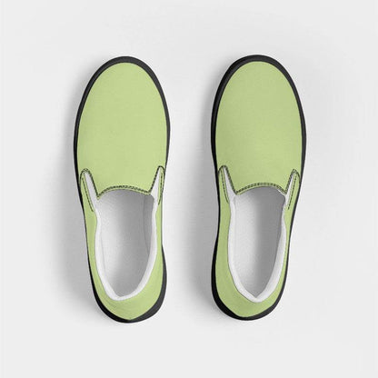 Lightened Muted Lime Men's Slip-On Canvas Sneakers (L-MU-LG) - Top