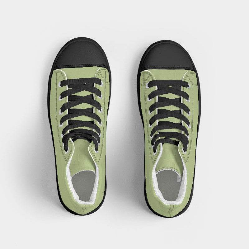 Lightened Muted Lime Women's High-Top Canvas Sneakers (L-MU-LG) - Top