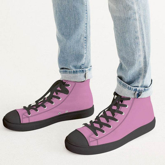 Lightened Muted Magenta Men's High-Top Canvas Sneakers (PIM2-MU-LG) - Man CloseUp