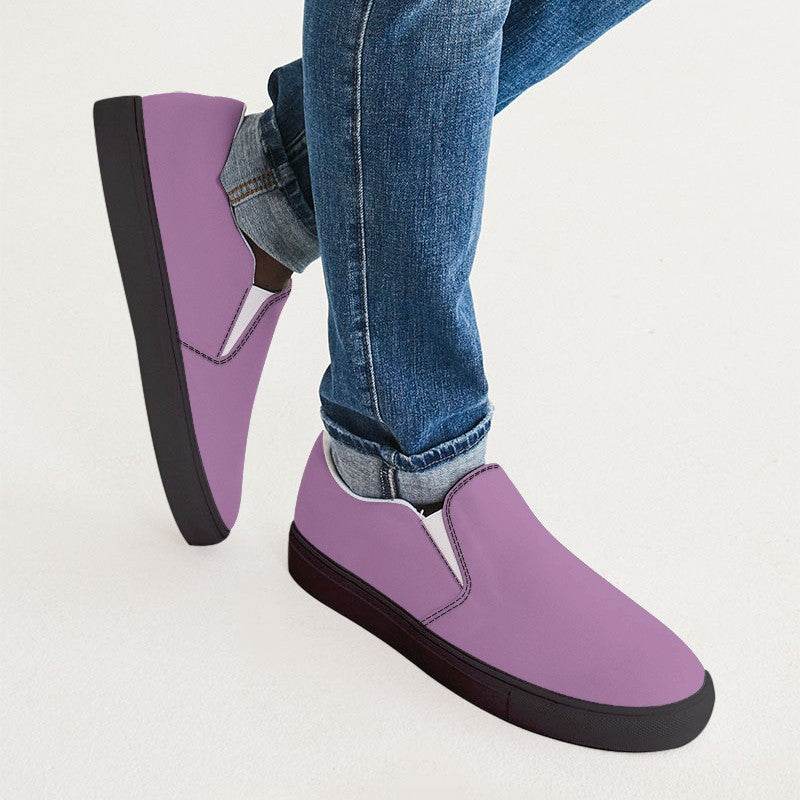 Lightened Muted Magenta Men's Slip-On Canvas Sneakers (M-MU-LG) - Man CloseUp