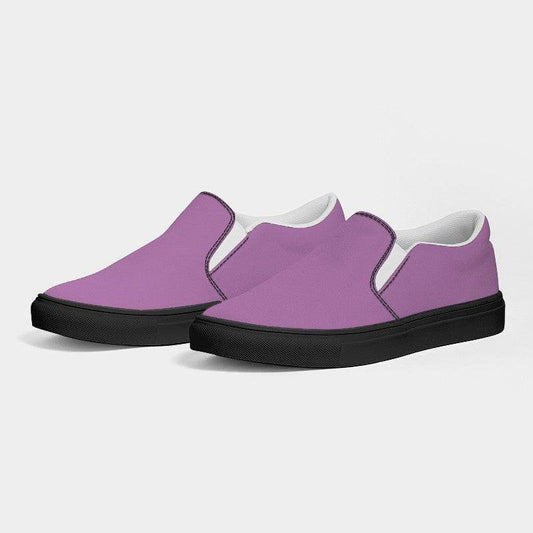 Lightened Muted Magenta Women's Slip-On Canvas Sneakers (M-MU-LG) - Side 3