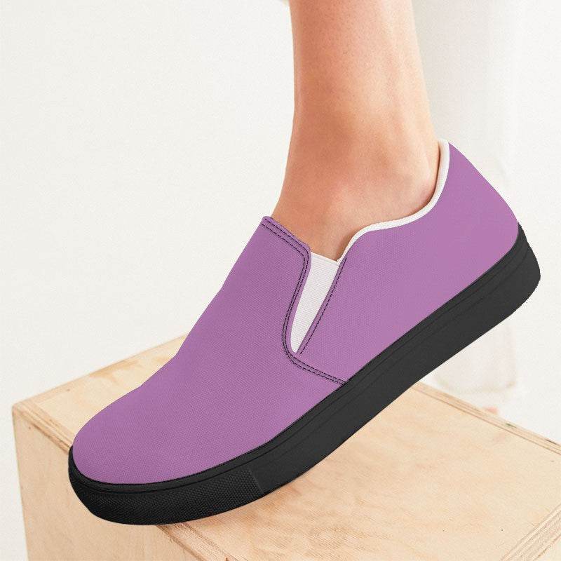 Lightened Muted Magenta Women's Slip-On Canvas Sneakers (M-MU-LG) - Woman CloseUp