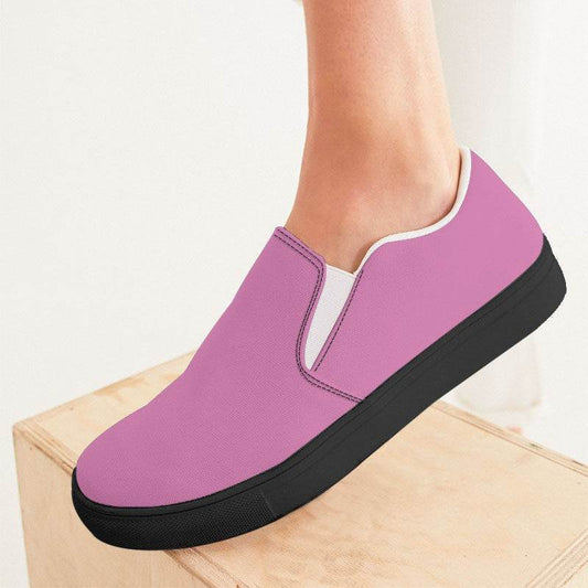 Lightened Muted Magenta Women's Slip-On Canvas Sneakers (PIM2-MU-LG) - Woman CloseUp