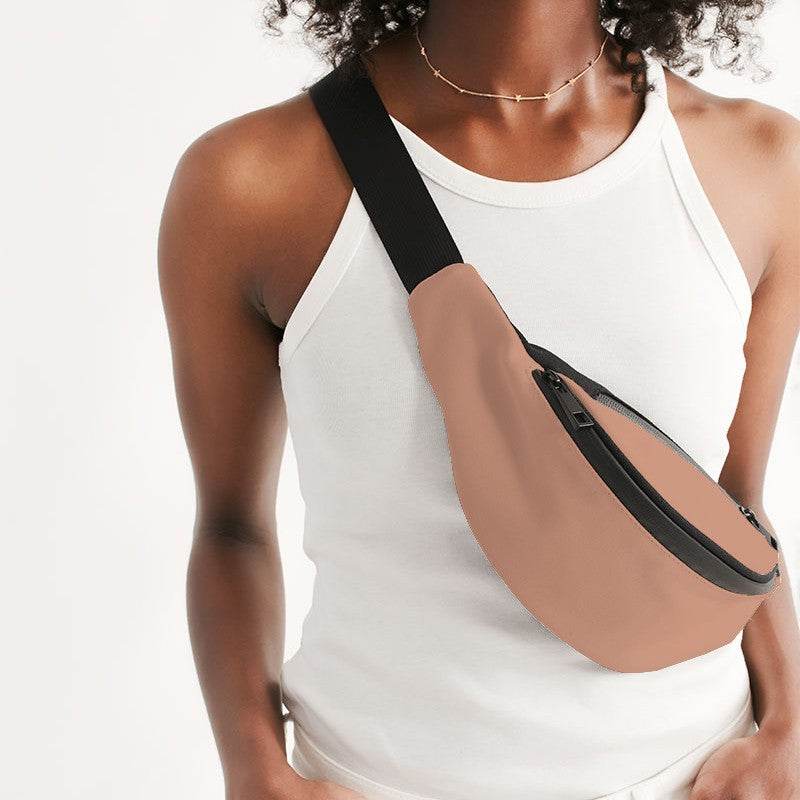 Lightened Muted Orange Belt Bag (OR2-MU-LG) - Woman Front CloseUp