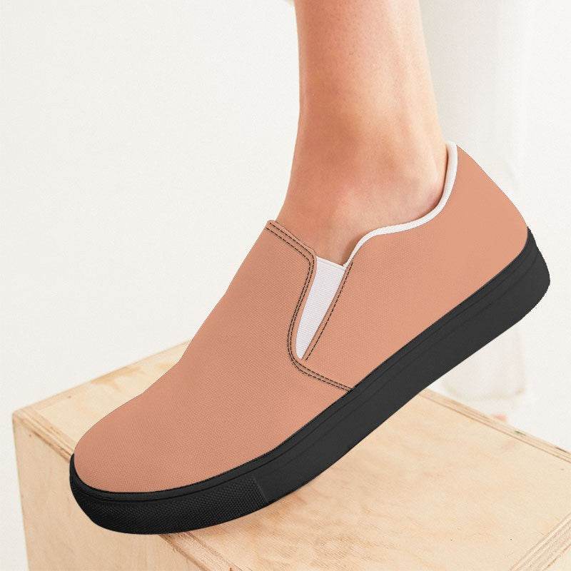Lightened Muted Orange Women's Slip-On Canvas Sneakers (OR2-MU-LG) - Woman CloseUp