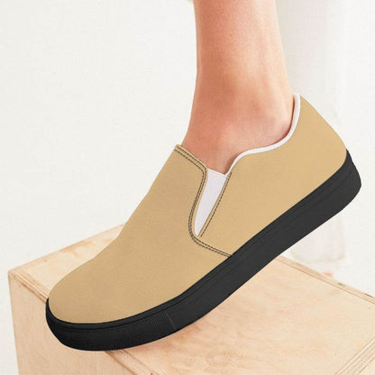 Lightened Muted Orange Women's Slip-On Canvas Sneakers (YO2-MU-LG) - Woman CloseUp