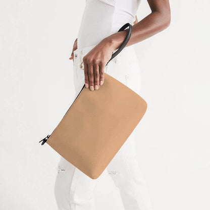 Lightened Muted Orange Zip Pouch (O-MU-LG) - Side Holding