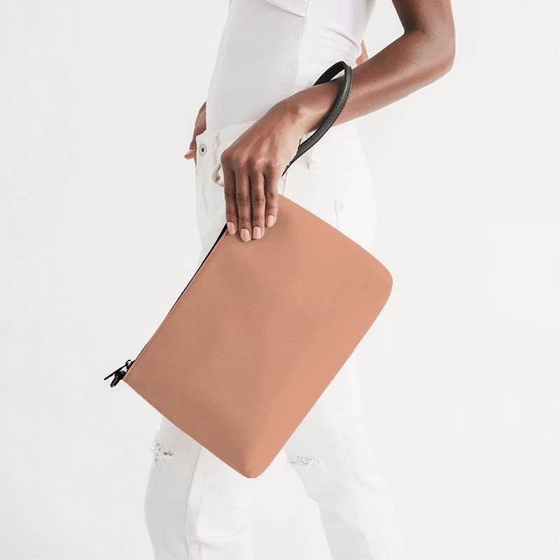 Lightened Muted Orange Zip Pouch (OR2-MU-LG) - Side Holding