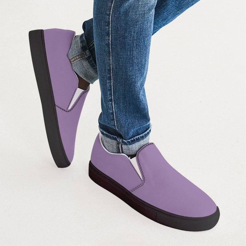 Lightened Muted Purple Men's Slip-On Canvas Sneakers (MPU2-MU-LG) - Man CloseUp