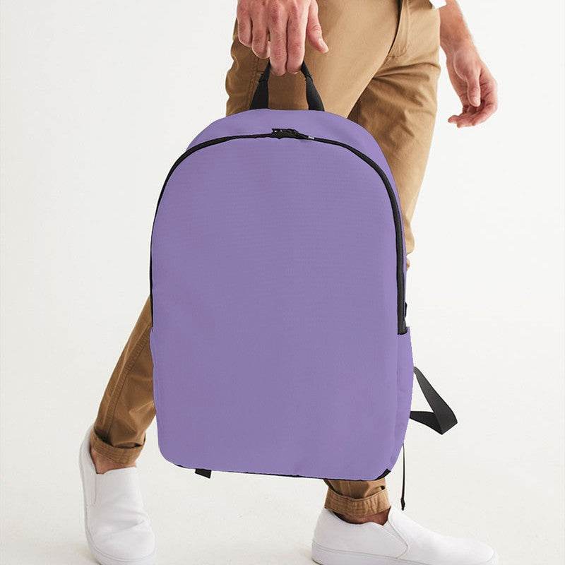 Lightened Muted Purple Waterproof Backpack (PU-MU-LG) - Man Holding CloseUp